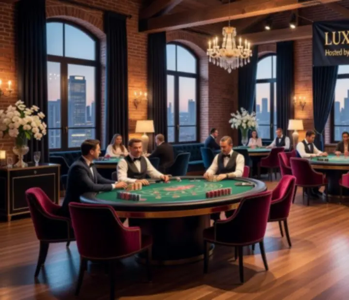Casino event lounge layout in a modern Canadian venue