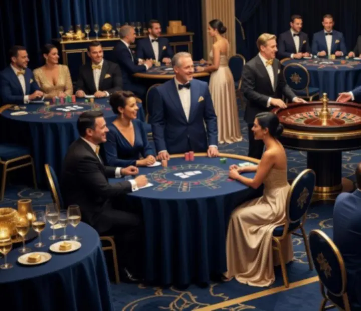 Elegant casino-themed event with poker, roulette and blackjack tables hosted by Zolmeraa Events